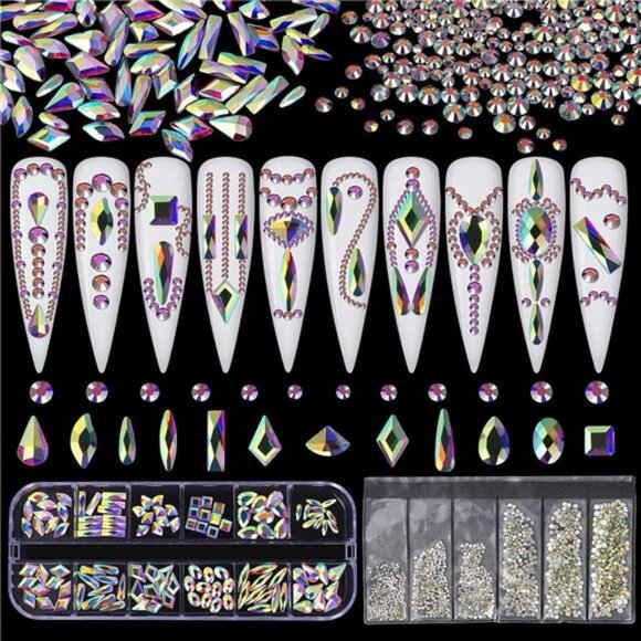 Artdone nail art Rhinestones 5000pcs+2000pcs+1728pcs+120pcs Multi Shapes - Picture 2 of 8